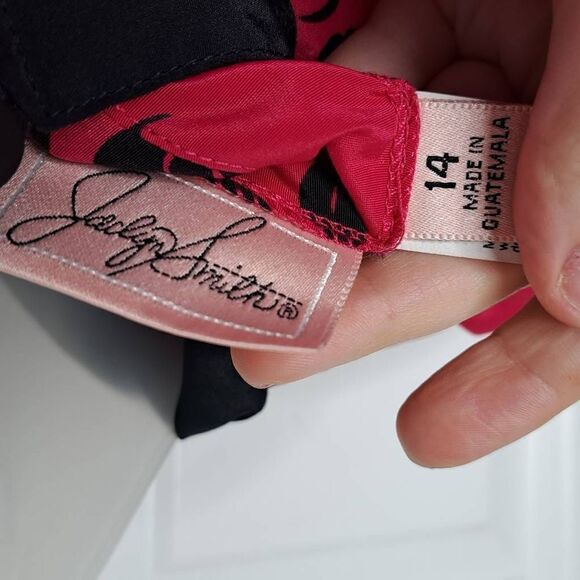 Jaclyn Smith Vintage 80s Hot Pink and Black Blouse size 14 - Picture 5 of 6